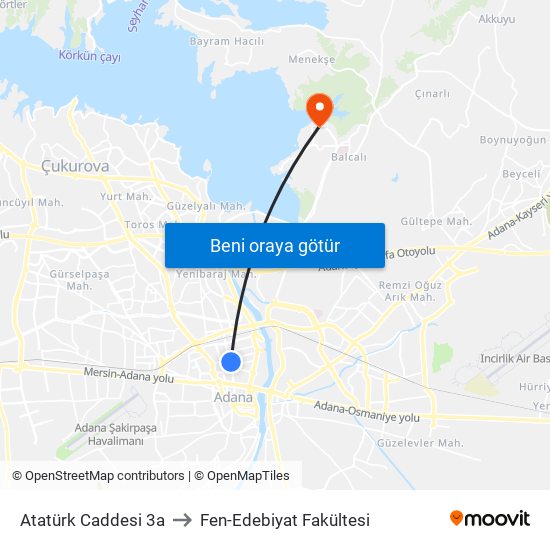 Atatürk Caddesi 3a to Fen-Edebiyat Fakültesi map