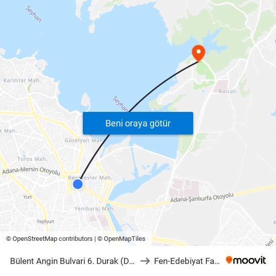Bülent Angin Bulvari 6. Durak (Duygu Cafe) to Fen-Edebiyat Fakültesi map