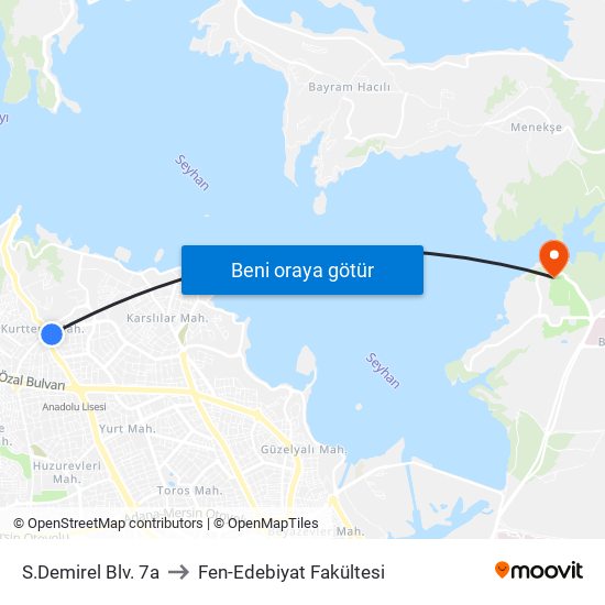 S.Demirel Blv. 7a to Fen-Edebiyat Fakültesi map