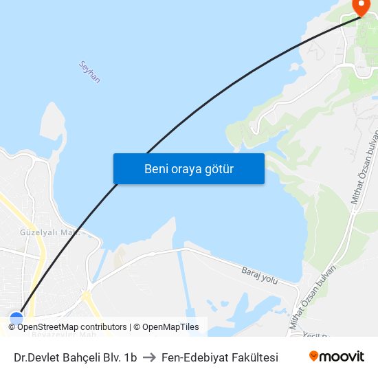 Dr.Devlet Bahçeli Blv. 1b to Fen-Edebiyat Fakültesi map