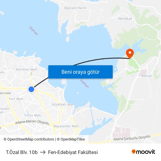 T.Özal Blv. 10b to Fen-Edebiyat Fakültesi map