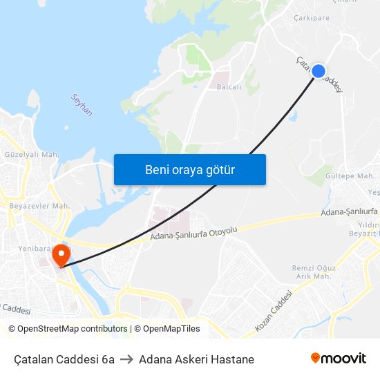 Çatalan Caddesi 6a to Adana Askeri Hastane map
