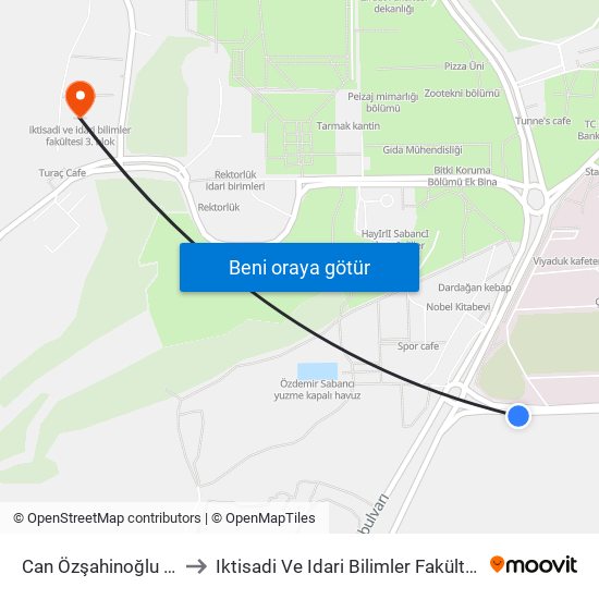 Can Özşahinoğlu Blv. 1a to Iktisadi Ve Idari Bilimler Fakültesi 3. Blok map