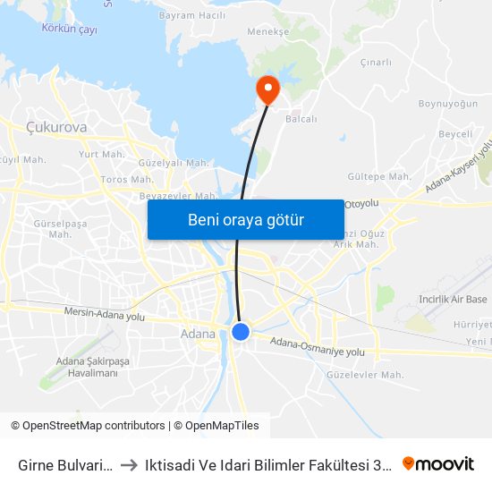 Girne Bulvari 1a to Iktisadi Ve Idari Bilimler Fakültesi 3. Blok map