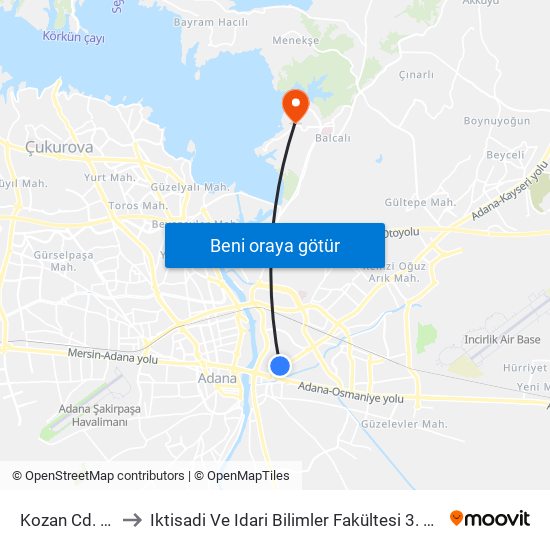 Kozan Cd. 1b to Iktisadi Ve Idari Bilimler Fakültesi 3. Blok map