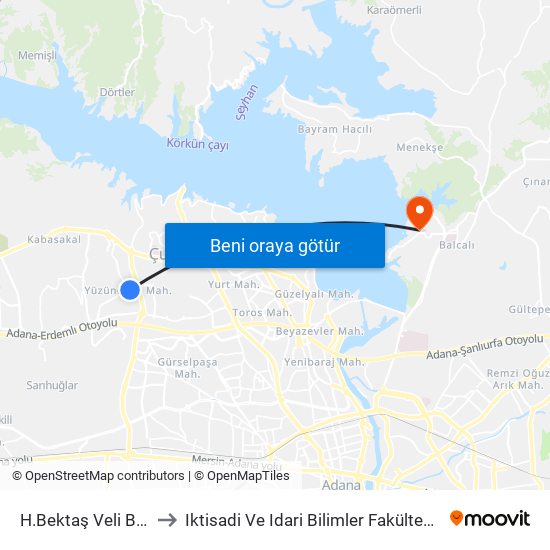 H.Bektaş Veli Blv. 1b to Iktisadi Ve Idari Bilimler Fakültesi 3. Blok map