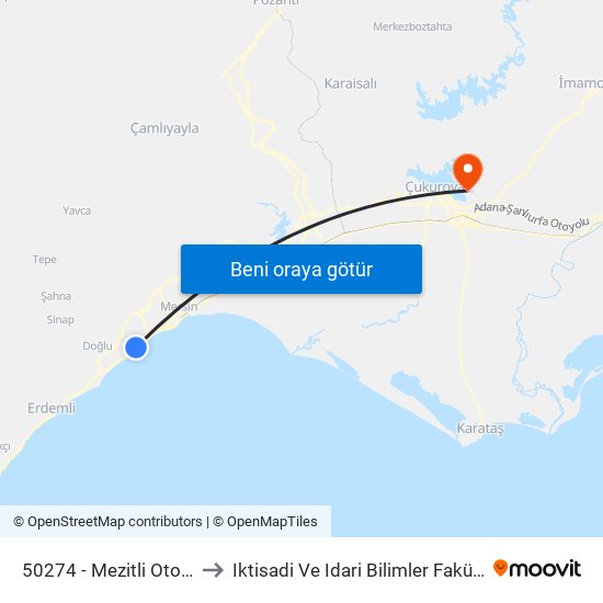 50274 - Mezitli Otoban Yolu to Iktisadi Ve Idari Bilimler Fakültesi 3. Blok map