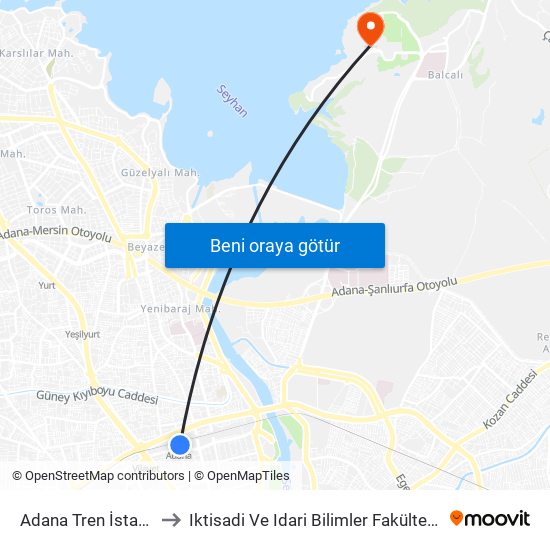 Adana Tren İstasyonu to Iktisadi Ve Idari Bilimler Fakültesi 3. Blok map