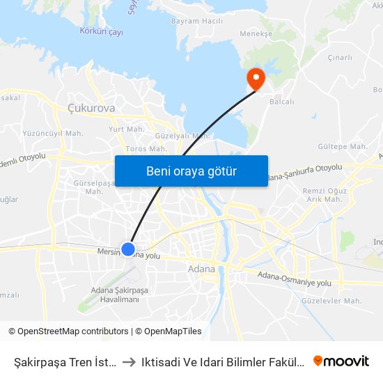 Şakirpaşa Tren İstasyonu to Iktisadi Ve Idari Bilimler Fakültesi 3. Blok map