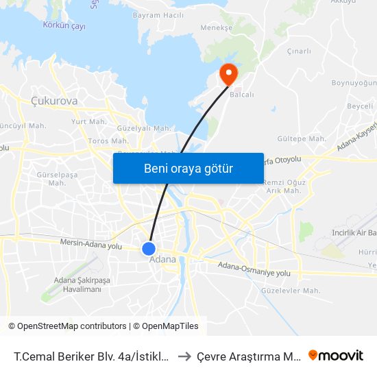 T.Cemal Beriker Blv. 4a/İstiklal Metro to Çevre Araştırma Merkezi map