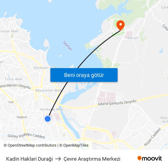 Kadin Haklari Duraği to Çevre Araştırma Merkezi map