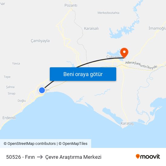 50526 - Fırın to Çevre Araştırma Merkezi map