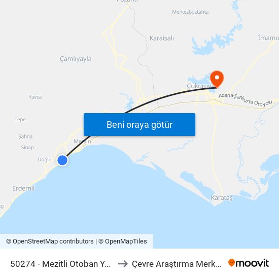 50274 - Mezitli Otoban Yolu to Çevre Araştırma Merkezi map