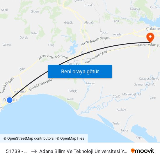 51739 - Forum to Adana Bilim Ve Teknoloji Üniversitesi Yeşiloba Yerleşkesi map