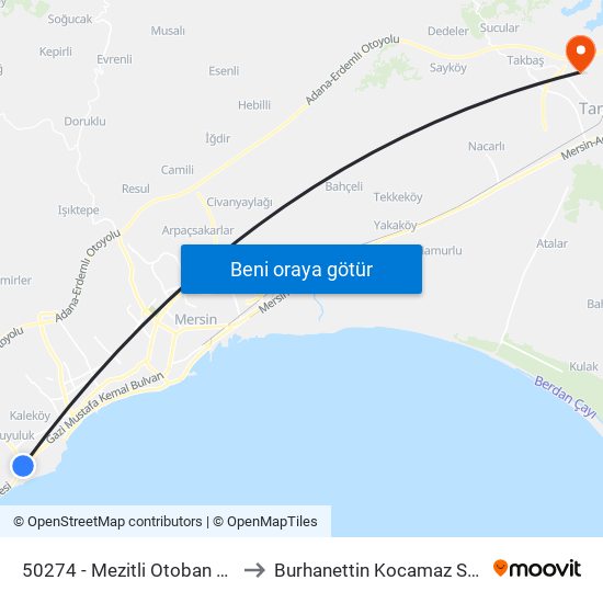 50274 - Mezitli Otoban Yolu to Burhanettin Kocamaz Stadı map