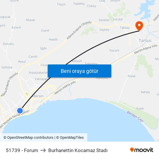 51739 - Forum to Burhanettin Kocamaz Stadı map