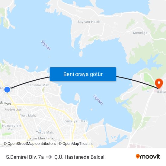 S.Demirel Blv. 7a to Ç.Ü. Hastanede Balcalı map