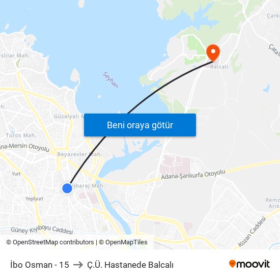İbo Osman - 15 to Ç.Ü. Hastanede Balcalı map