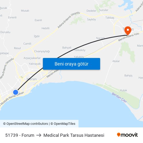 51739 - Forum to Medical Park Tarsus Hastanesi map