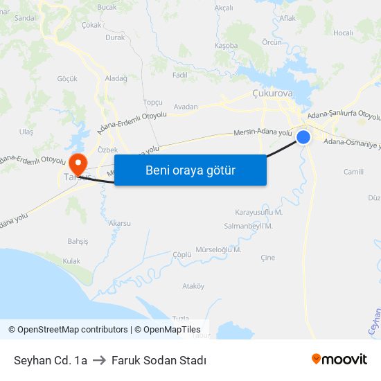 Seyhan Cd. 1a to Faruk Sodan Stadı map