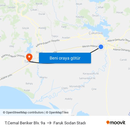T.Cemal Beriker Blv. 9a to Faruk Sodan Stadı map
