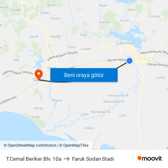 T.Cemal Beriker Blv. 10a to Faruk Sodan Stadı map