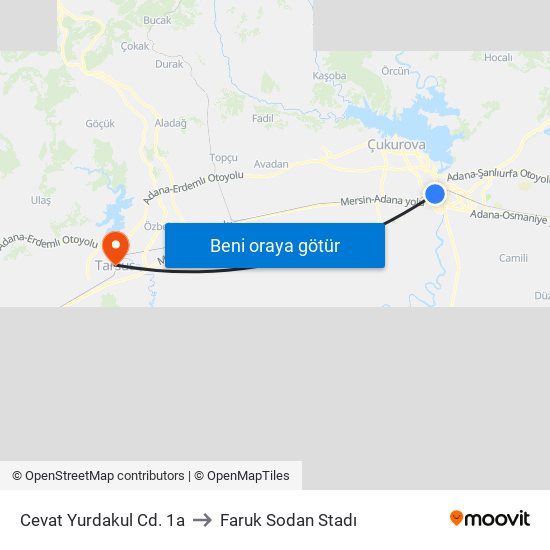 Cevat Yurdakul Cd. 1a to Faruk Sodan Stadı map