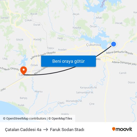 Çatalan Caddesi 4a to Faruk Sodan Stadı map