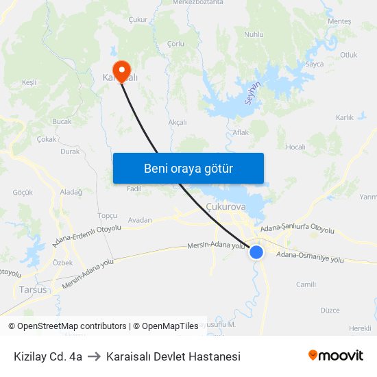 Kizilay Cd. 4a to Karaisalı Devlet Hastanesi map