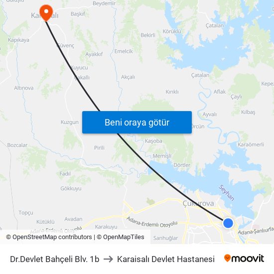 Dr.Devlet Bahçeli Blv. 1b to Karaisalı Devlet Hastanesi map