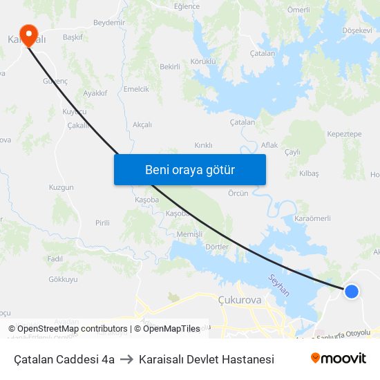 Çatalan Caddesi 4a to Karaisalı Devlet Hastanesi map