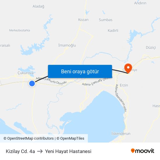 Kizilay Cd. 4a to Yeni Hayat Hastanesi map