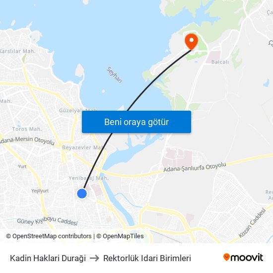 Kadin Haklari Duraği to Rektorlük Idari Birimleri map