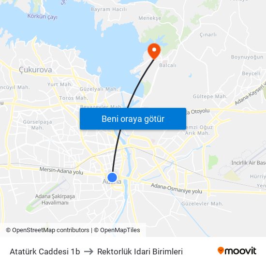 Atatürk Caddesi 1b to Rektorlük Idari Birimleri map