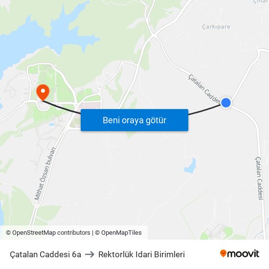 Çatalan Caddesi 6a to Rektorlük Idari Birimleri map