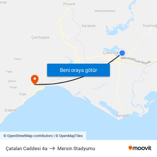 Çatalan Caddesi 4a to Mersin Stadyumu map