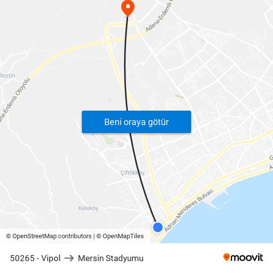 50265 - Vipol to Mersin Stadyumu map