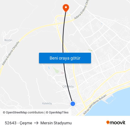 52643 - Çeşme to Mersin Stadyumu map