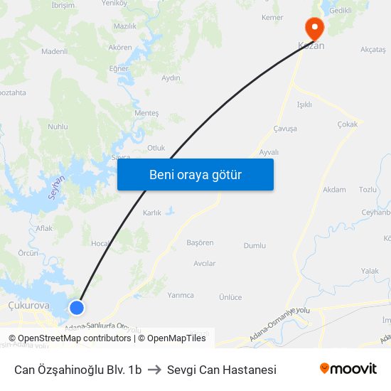 Can Özşahinoğlu Blv. 1b to Sevgi Can Hastanesi map