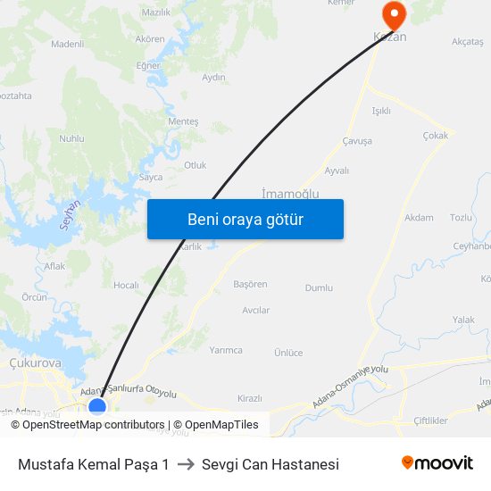 Mustafa Kemal Paşa 1 to Sevgi Can Hastanesi map
