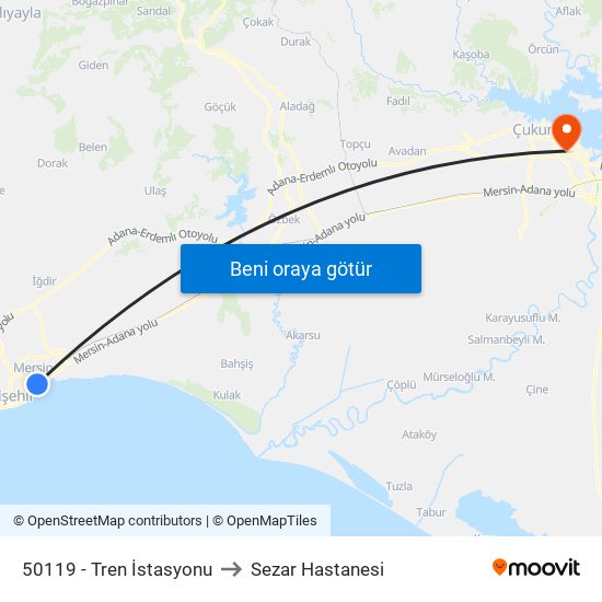 50119 - Tren İstasyonu to Sezar Hastanesi map