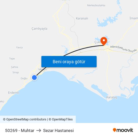 50269 - Muhtar to Sezar Hastanesi map