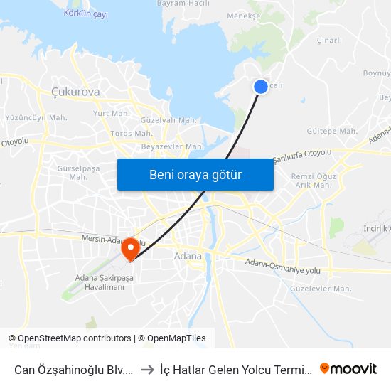 Can Özşahinoğlu Blv. 1a to İç Hatlar Gelen Yolcu Terminali map