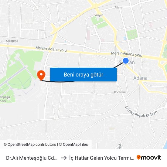 Dr.Ali Menteşoğlu Cd. 2a to İç Hatlar Gelen Yolcu Terminali map