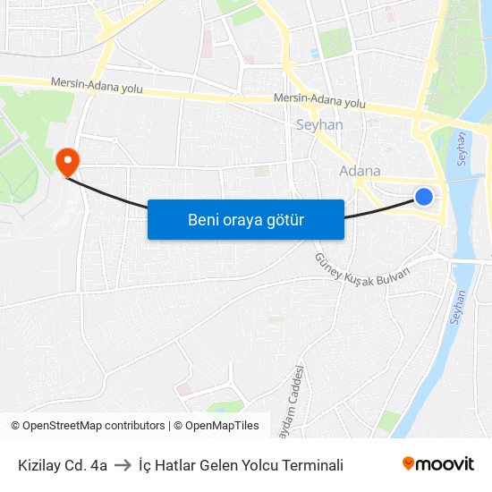 Kizilay Cd. 4a to İç Hatlar Gelen Yolcu Terminali map