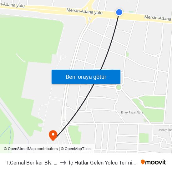 T.Cemal Beriker Blv. 9a to İç Hatlar Gelen Yolcu Terminali map