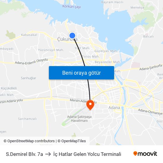 S.Demirel Blv. 7a to İç Hatlar Gelen Yolcu Terminali map