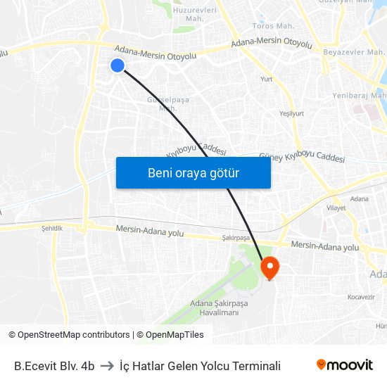 B.Ecevit Blv. 4b to İç Hatlar Gelen Yolcu Terminali map