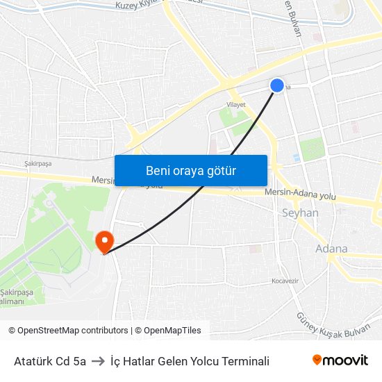 Atatürk Cd 5a to İç Hatlar Gelen Yolcu Terminali map