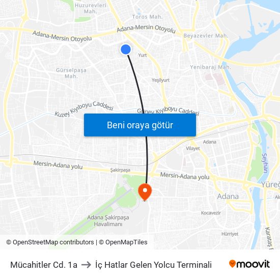 Mücahitler Cd. 1a to İç Hatlar Gelen Yolcu Terminali map